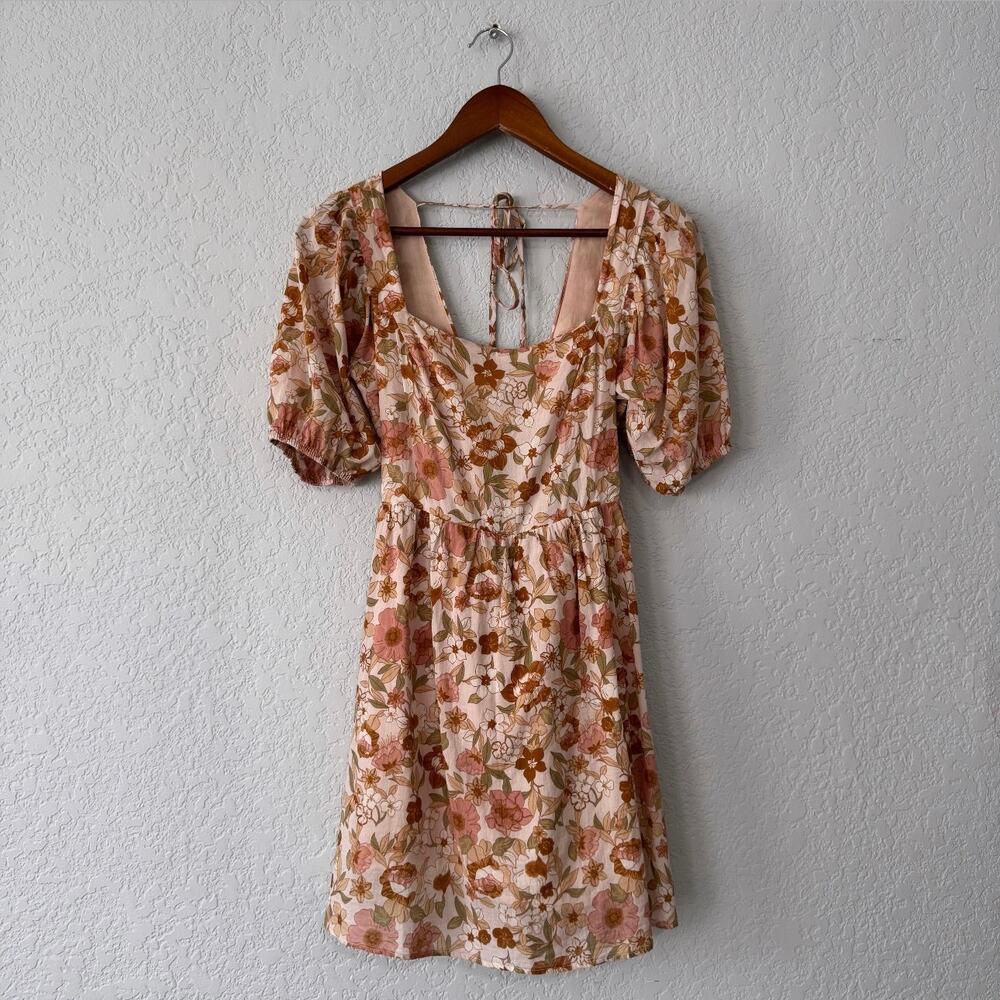 dress forum floral patterned puff sleeve babydoll mini dress size small